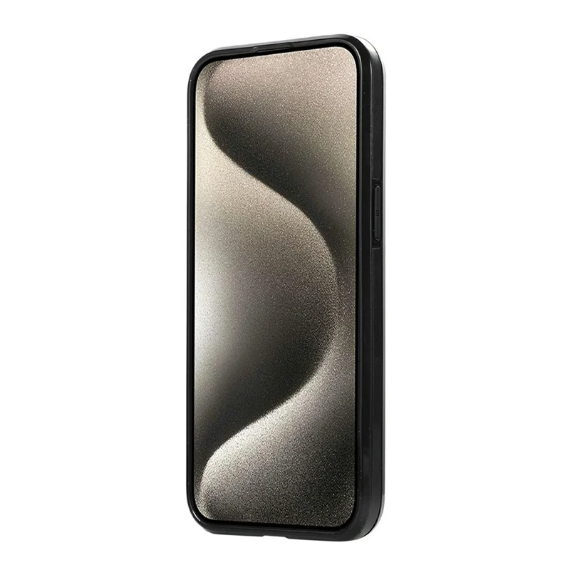 For iPhone 12 Pro Max Case Magnetic Kickstand PU Leather Coated PC + TPU Phone Cover - Black