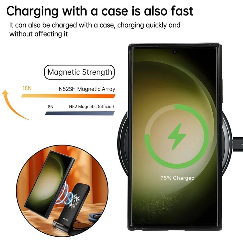 Étui pour Samsung Galaxy S25 Ultra Béquille magnétique Revêtement en cuir PU PC + Housse de téléphone TPU - Bleu