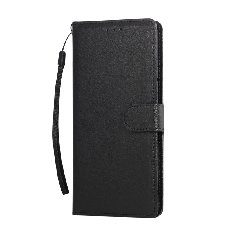 For TECNO Camon 40 Pro 4G / 5G Case Wallet Stand PU Leather Phone Cover with Wrist Strap - Black