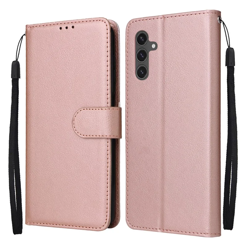 Voor Samsung Galaxy S25 FE Hoesje Portemonnee Stand PU Leren Telefoonhoes met Polsbandje - Roségoud