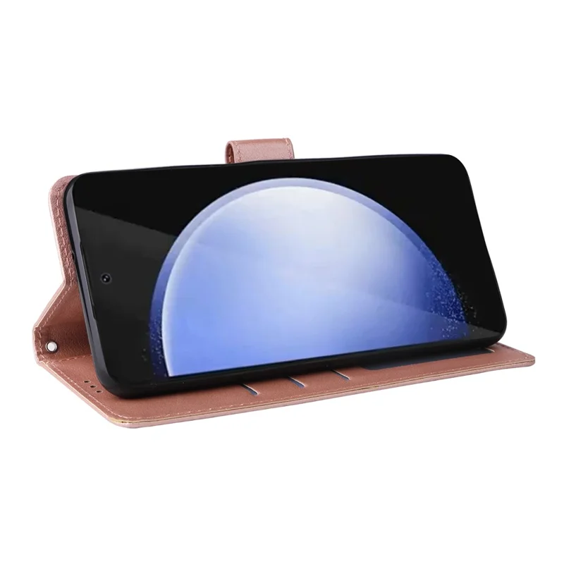 Voor Samsung Galaxy S25 FE Hoesje Portemonnee Stand PU Leren Telefoonhoes met Polsbandje - Roségoud