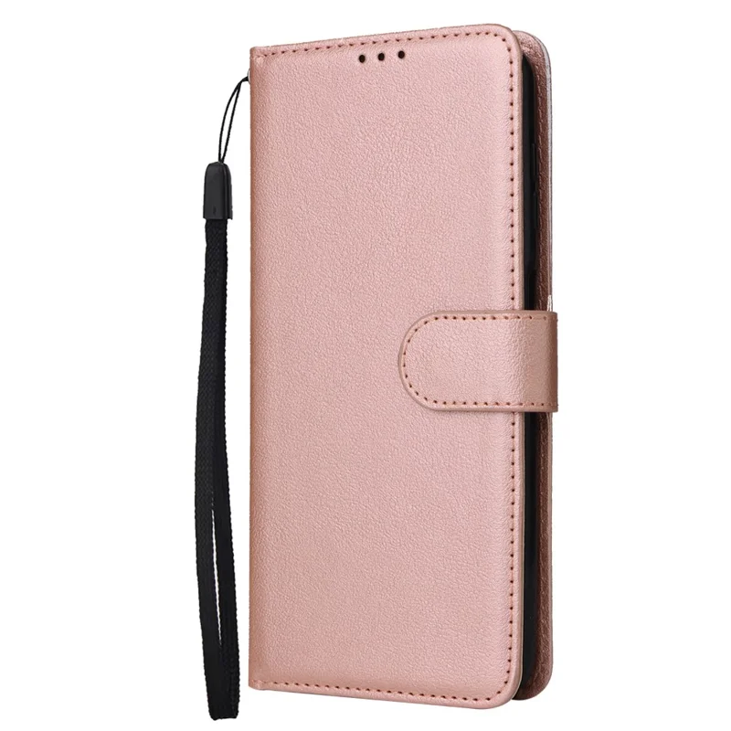 Voor Samsung Galaxy S25 FE Hoesje Portemonnee Stand PU Leren Telefoonhoes met Polsbandje - Roségoud