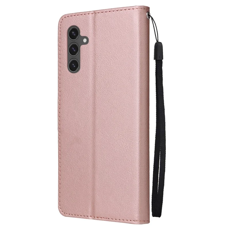 Voor Samsung Galaxy S25 FE Hoesje Portemonnee Stand PU Leren Telefoonhoes met Polsbandje - Roségoud