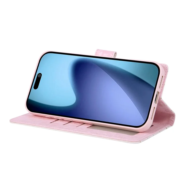 For iPhone 17 Air Case RFID Blocking Flower Leather Phone Cover with Wrist Strap - Rose Flower