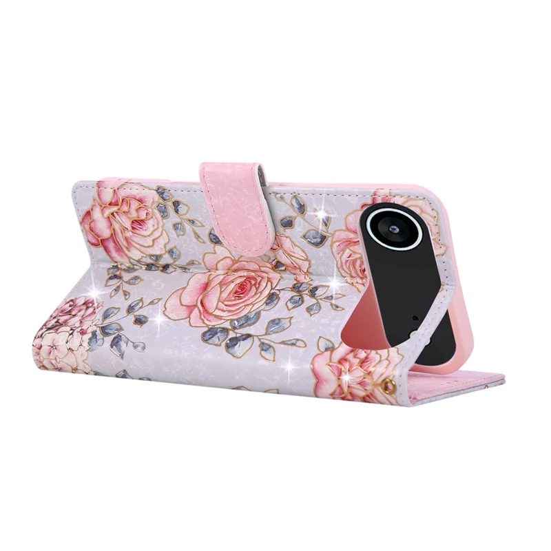 For iPhone 17 Air Case RFID Blocking Flower Leather Phone Cover with Wrist Strap - Rose Flower