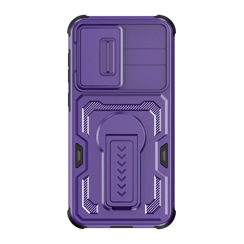 For Samsung Galaxy A36 5G / A56 5G Case Slide Lens Shield PC + TPU Kickstand Phone Cover - Purple