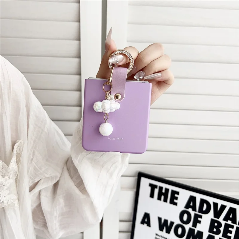 Étui pour Samsung Galaxy Z Flip7 5G Ultra Fin en PC avec Pendentif en Perle - Violet