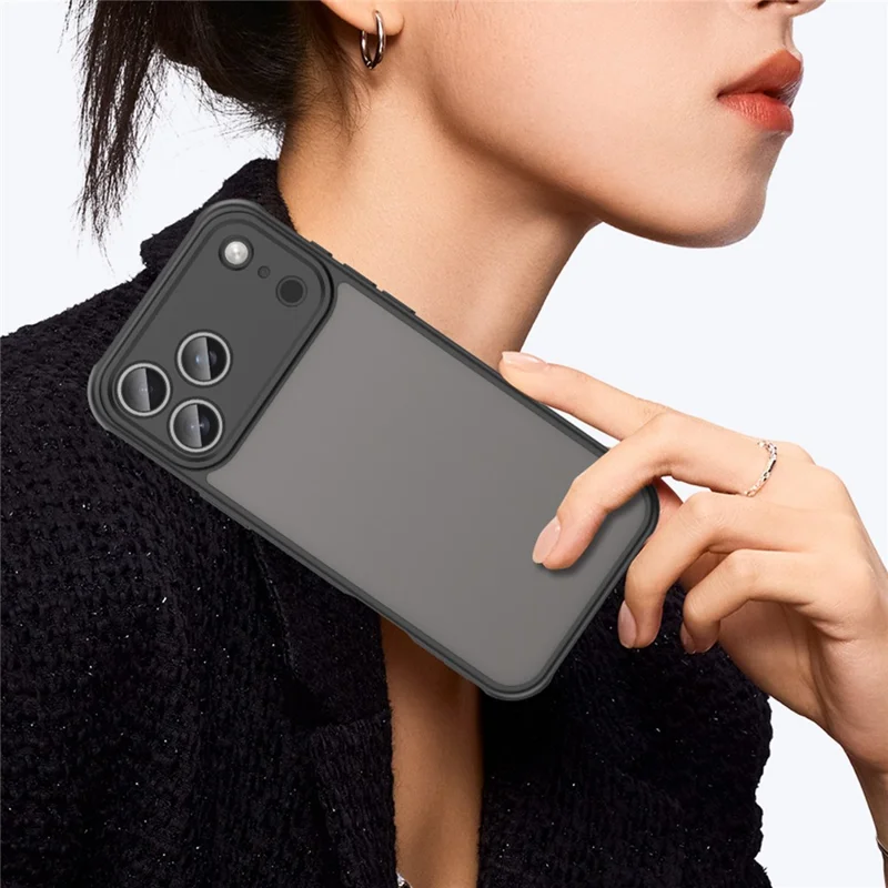 Custodia per iPhone 17 Pro a prova di caduta con airbag, PC opaco traslucido + Copertura posteriore del telefono in TPU - Nero