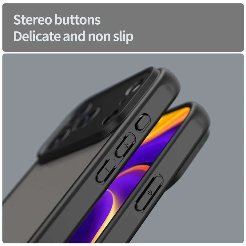 Custodia per iPhone 17 Pro a prova di caduta con airbag, PC opaco traslucido + Copertura posteriore del telefono in TPU - Nero