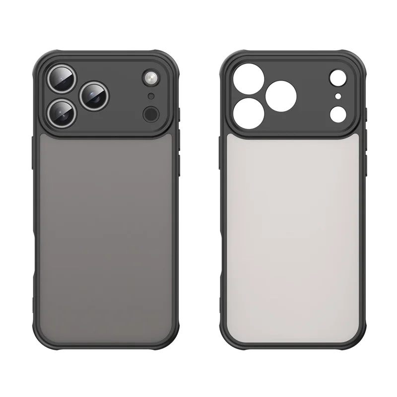 For iPhone 17 Pro Max Case Drop Proof Airbags Frosted Translucent PC + TPU Phone Back Cover - Black