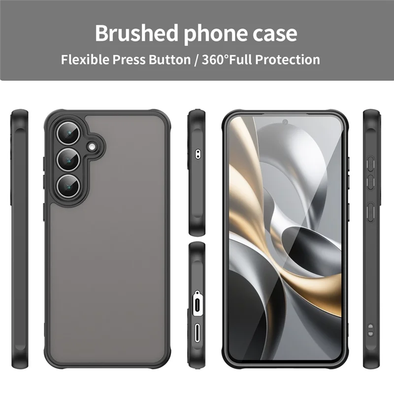Per Samsung Galaxy S25 FE Custodia a prova di caduta Airbag Opaco Traslucido PC + TPU Cover posteriore per telefono - Nero