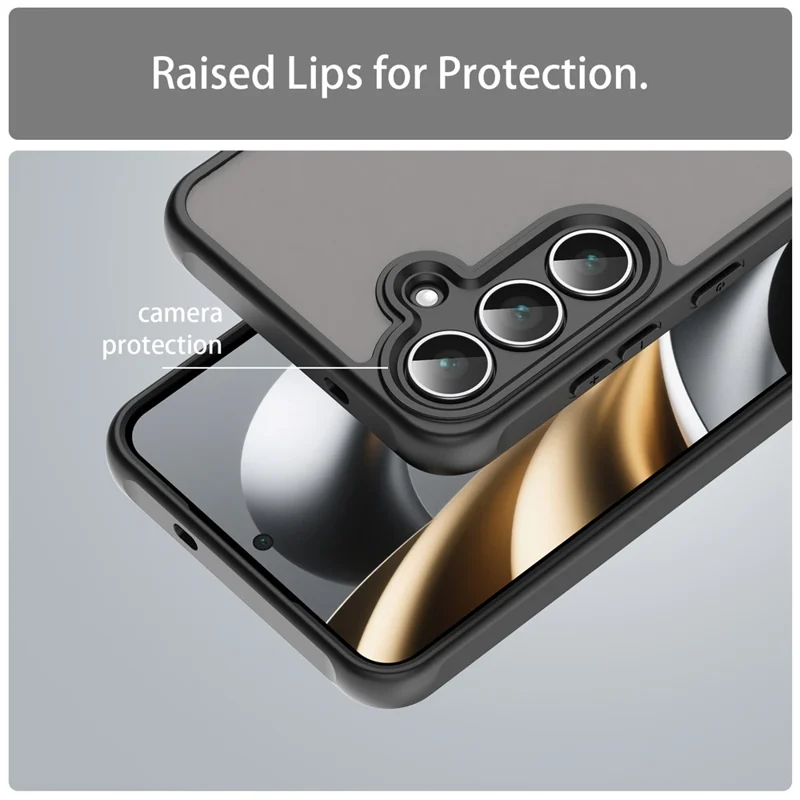 Per Samsung Galaxy S25 FE Custodia a prova di caduta Airbag Opaco Traslucido PC + TPU Cover posteriore per telefono - Nero