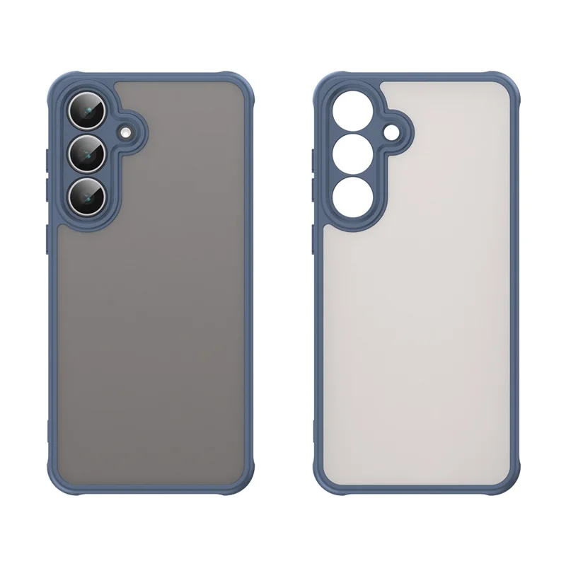 For Samsung Galaxy S25 FE Case Drop Proof Airbags Frosted Translucent PC + TPU Phone Back Cover - Blue