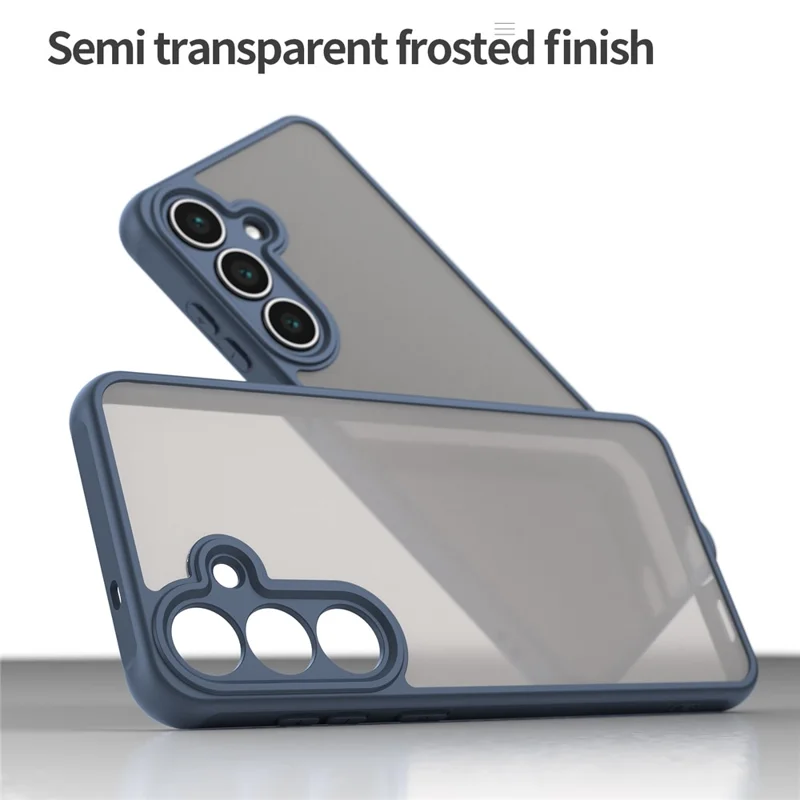 For Samsung Galaxy S25 FE Case Drop Proof Airbags Frosted Translucent PC + TPU Phone Back Cover - Blue