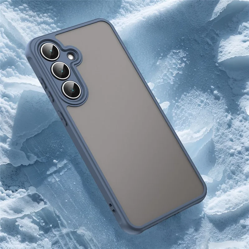 For Samsung Galaxy S25 FE Case Drop Proof Airbags Frosted Translucent PC + TPU Phone Back Cover - Blue