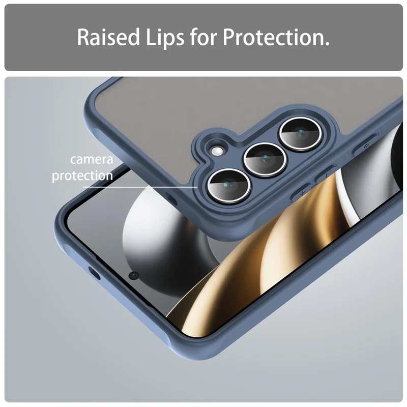 For Samsung Galaxy S25 FE Case Drop Proof Airbags Frosted Translucent PC + TPU Phone Back Cover - Blue