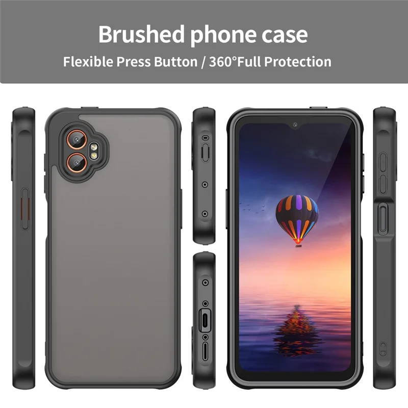 Cover per Samsung Galaxy XCover7 Pro Antiurto con Airbag - Trasparente Opaco PC + TPU Custodia Posteriore per Cellulare - Nero