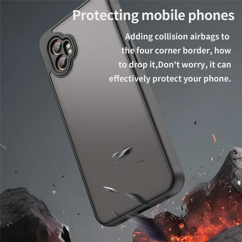 Cover per Samsung Galaxy XCover7 Pro Antiurto con Airbag - Trasparente Opaco PC + TPU Custodia Posteriore per Cellulare - Nero