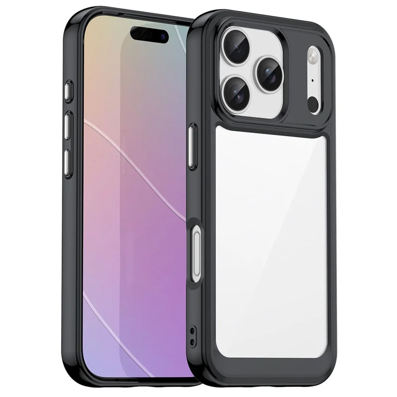 For iPhone 17 Pro Case TPU + Acrylic Protective Clear Phone Cover - Black