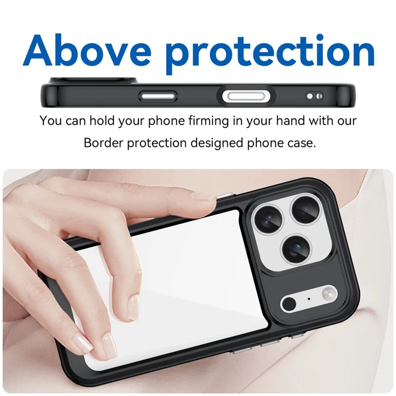 For iPhone 17 Pro Case TPU + Acrylic Protective Clear Phone Cover - Black