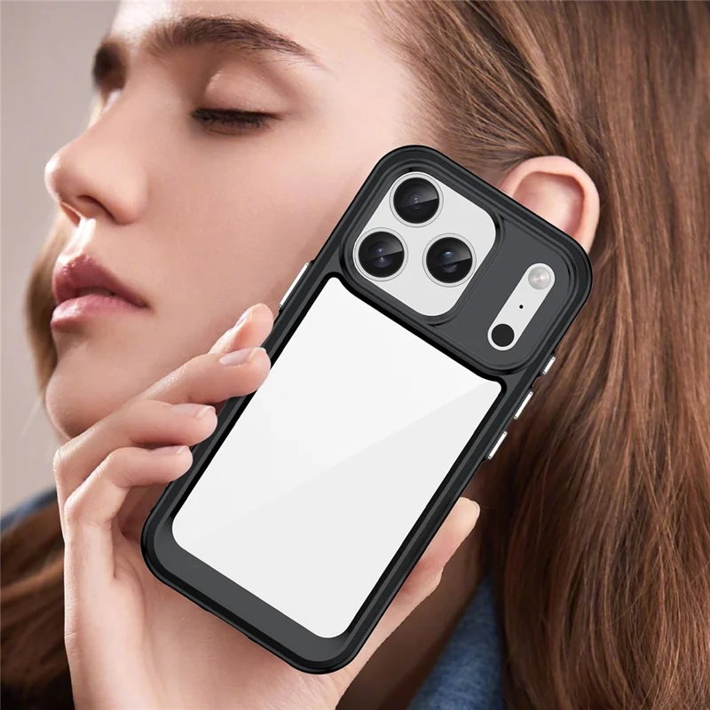 For iPhone 17 Pro Case TPU + Acrylic Protective Clear Phone Cover - Black