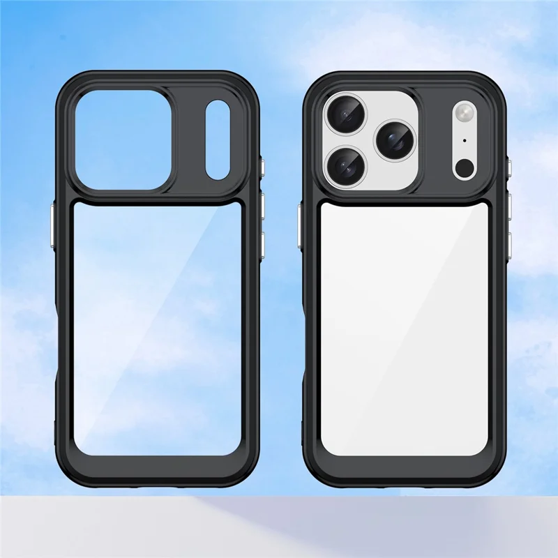 For iPhone 17 Pro Case TPU + Acrylic Protective Clear Phone Cover - Black