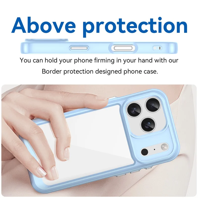 For iPhone 17 Pro Case TPU + Acrylic Protective Clear Phone Cover - Blue