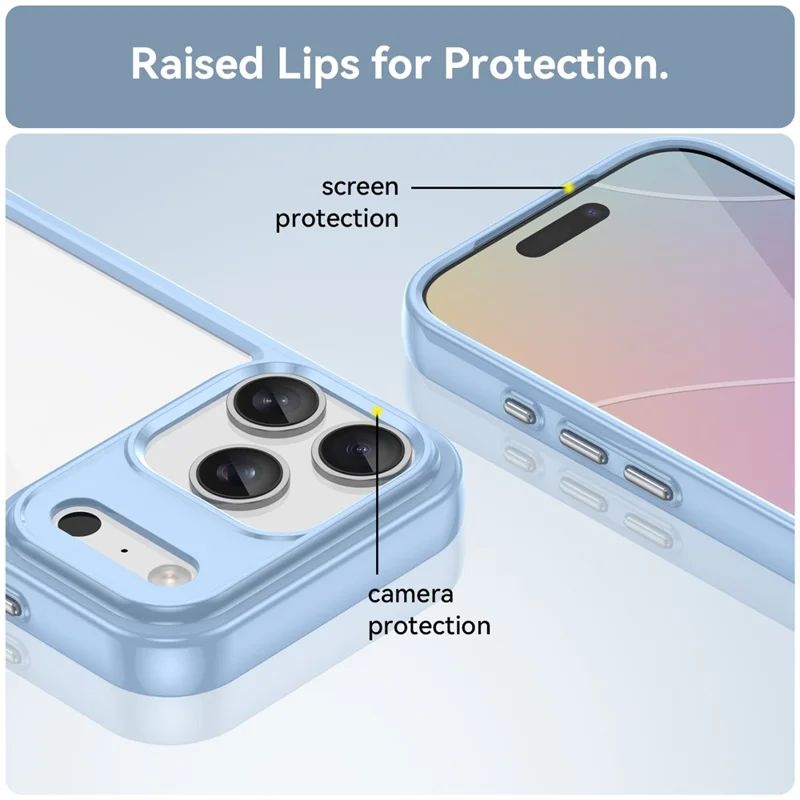 For iPhone 17 Pro Case TPU + Acrylic Protective Clear Phone Cover - Blue