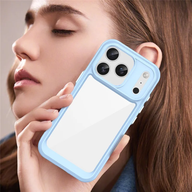 For iPhone 17 Pro Case TPU + Acrylic Protective Clear Phone Cover - Blue