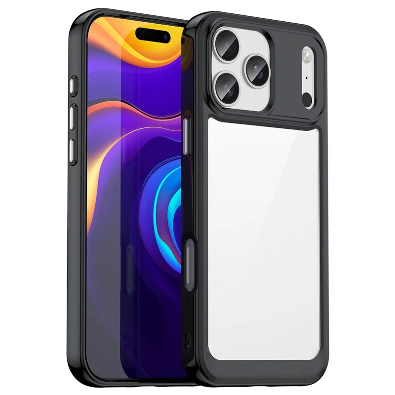 For iPhone 17 Pro Max Case TPU + Acrylic Protective Clear Phone Cover - Black