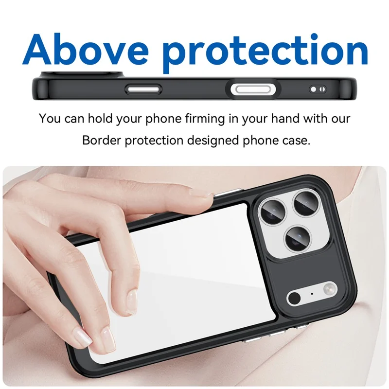 For iPhone 17 Pro Max Case TPU + Acrylic Protective Clear Phone Cover - Black