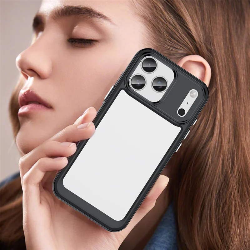 For iPhone 17 Pro Max Case TPU + Acrylic Protective Clear Phone Cover - Black