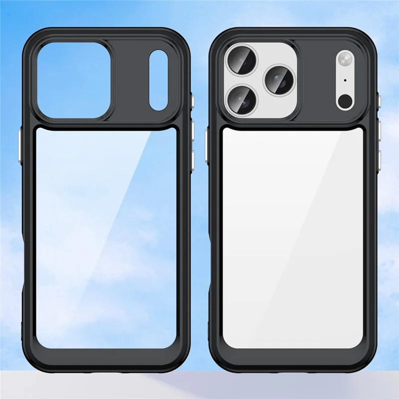 For iPhone 17 Pro Max Case TPU + Acrylic Protective Clear Phone Cover - Black