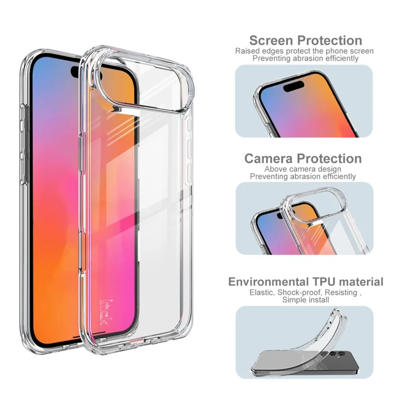 IMAK UX-10 Series For iPhone 17 Air Clear Phone Case Soft TPU Mobile Back Cover