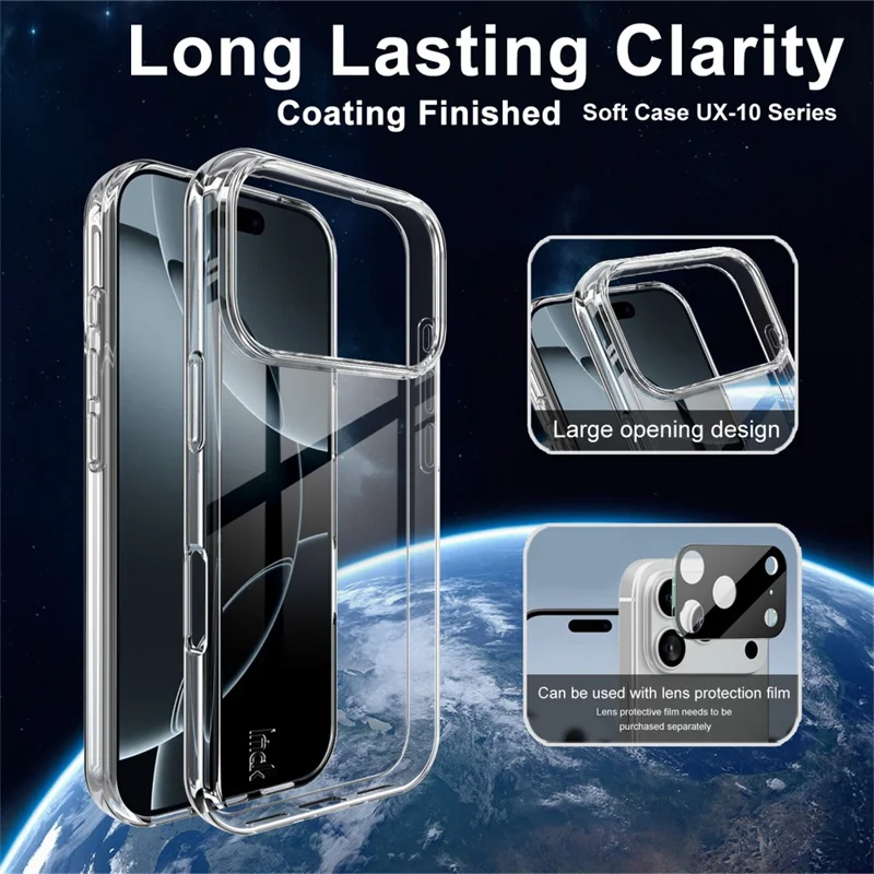 IMAK UX-10 Series For iPhone 17 Pro Clear Phone Case Soft TPU Mobile Back Cover