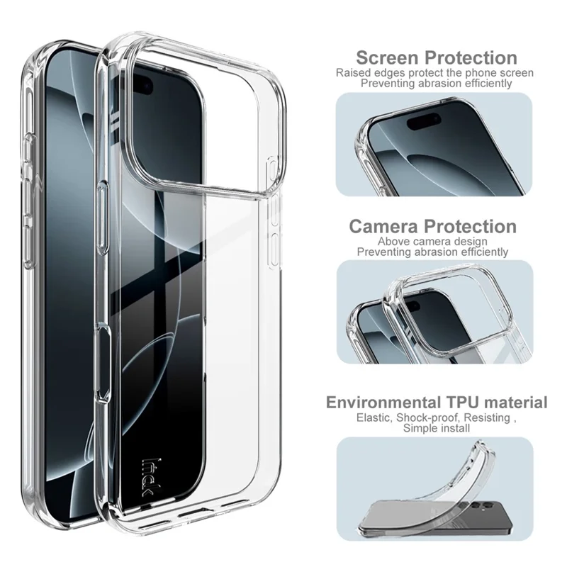 IMAK UX-10 Series For iPhone 17 Pro Clear Phone Case Soft TPU Mobile Back Cover