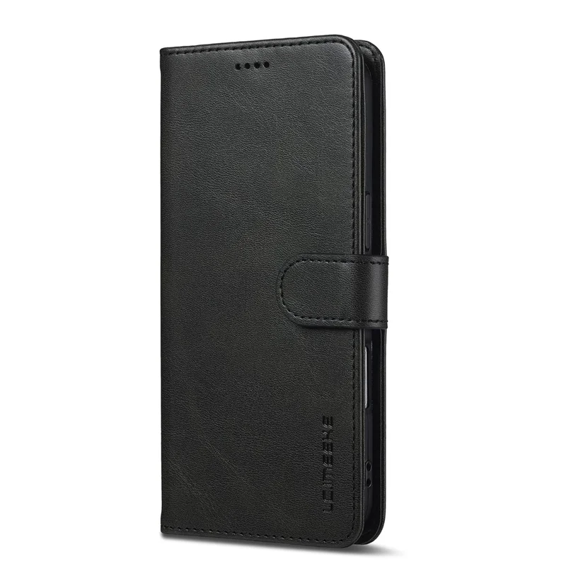 LC.IMEEKE For iPhone 17 Air Case Calf Texture PU Leather Stand Wallet Phone Cover - Black