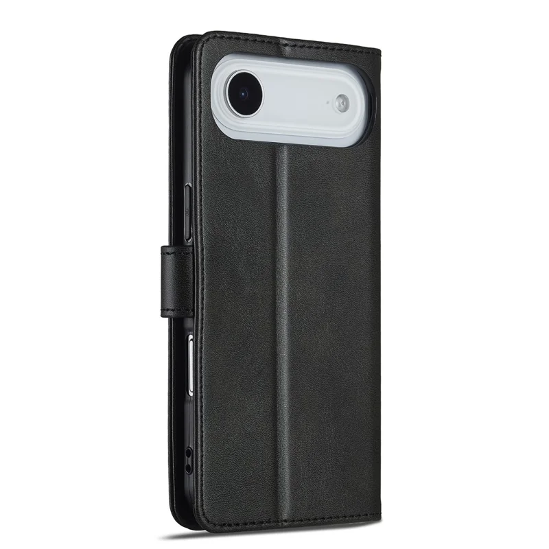 LC.IMEEKE For iPhone 17 Air Case Calf Texture PU Leather Stand Wallet Phone Cover - Black