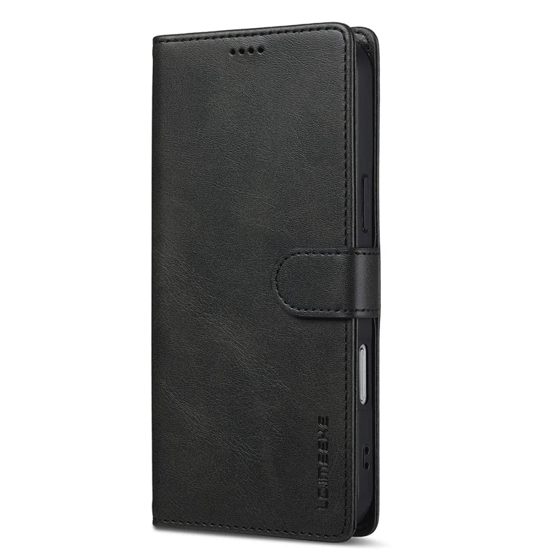 LC.IMEEKE For iPhone 17 Pro Max Case Calf Texture PU Leather Stand Wallet Phone Cover - Black