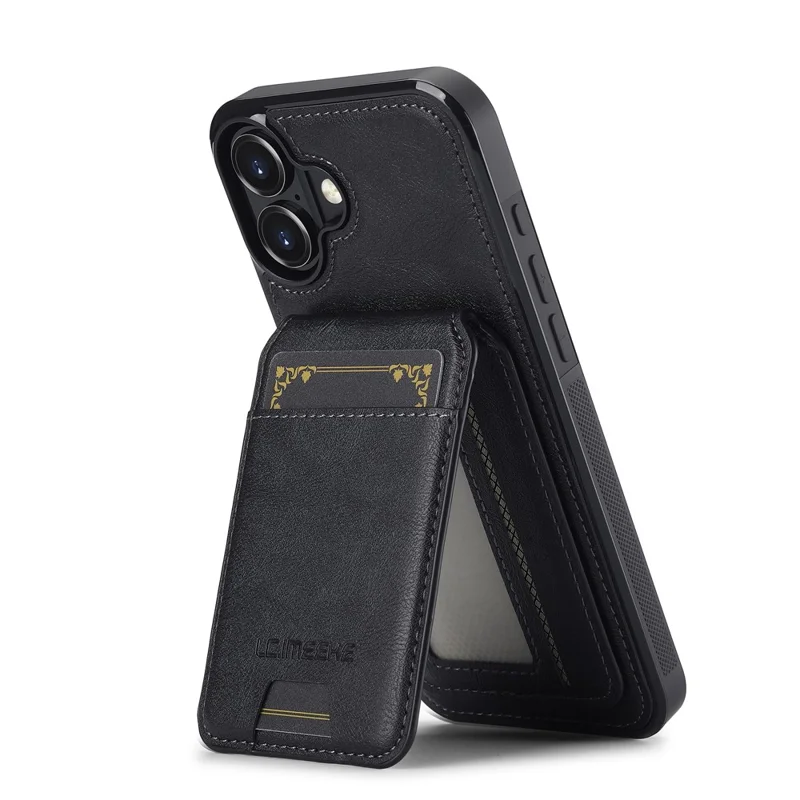 LC.IMEEKE L3 For iPhone 17 Magnetic Case Detachable Card Holder Leather TPU Mobile Cover - Black