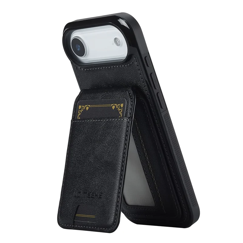 LC.IMEEKE L3 For iPhone 17 Air Magnetic Case Detachable Card Holder Leather TPU Mobile Cover - Black