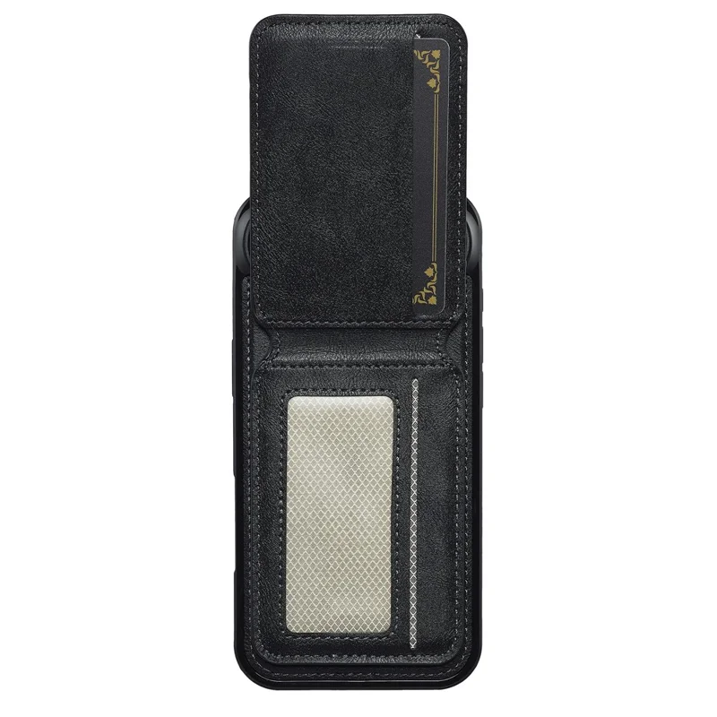 LC.IMEEKE L3 For iPhone 17 Air Magnetic Case Detachable Card Holder Leather TPU Mobile Cover - Black