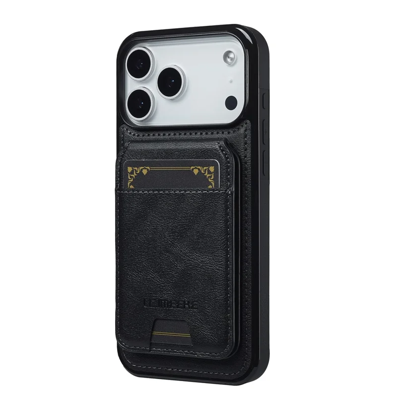 LC.IMEEKE L3 For iPhone 17 Pro Magnetic Case Detachable Card Holder Leather TPU Mobile Cover - Black