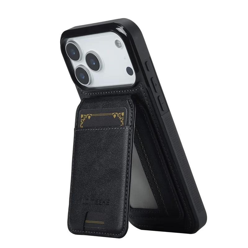 LC.IMEEKE L3 For iPhone 17 Pro Magnetic Case Detachable Card Holder Leather TPU Mobile Cover - Black