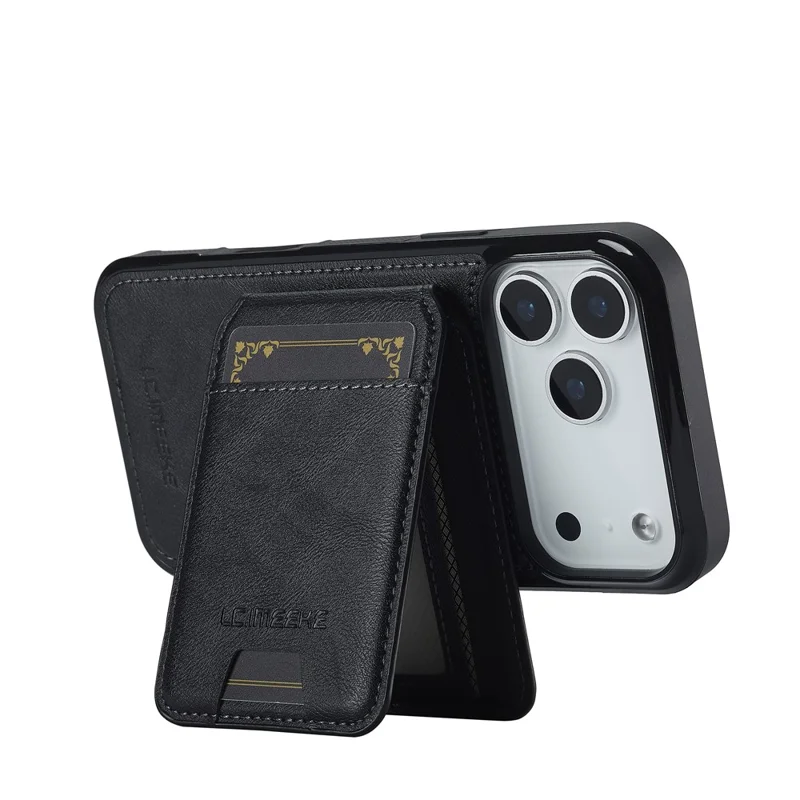 LC.IMEEKE L3 For iPhone 17 Pro Magnetic Case Detachable Card Holder Leather TPU Mobile Cover - Black