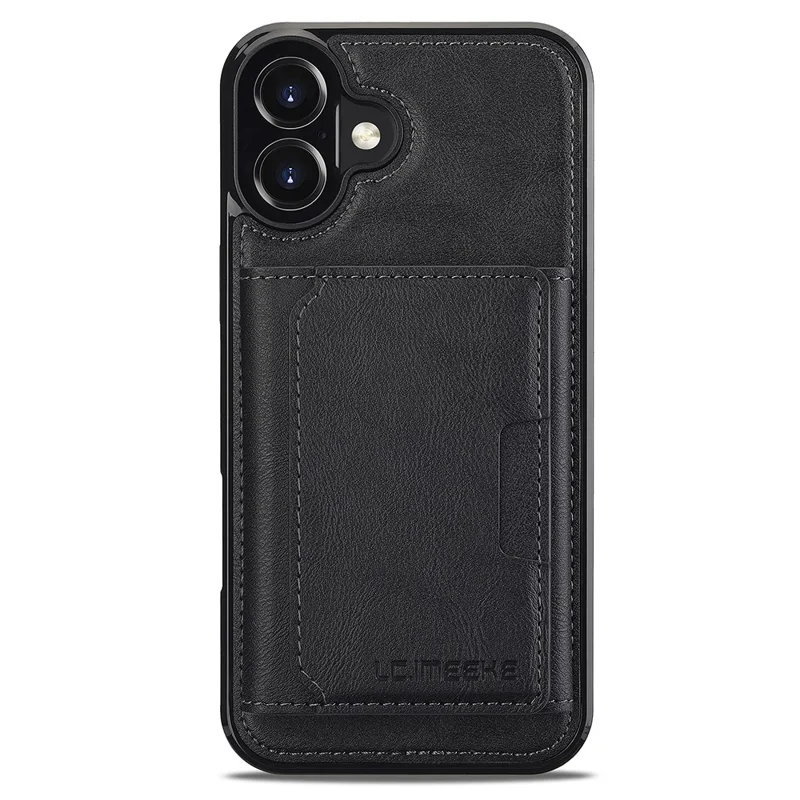 LC.IMEEKE L5 For iPhone 17 Magnetic Phone Case Leather Back Cover with Detachable Card Holder - Black