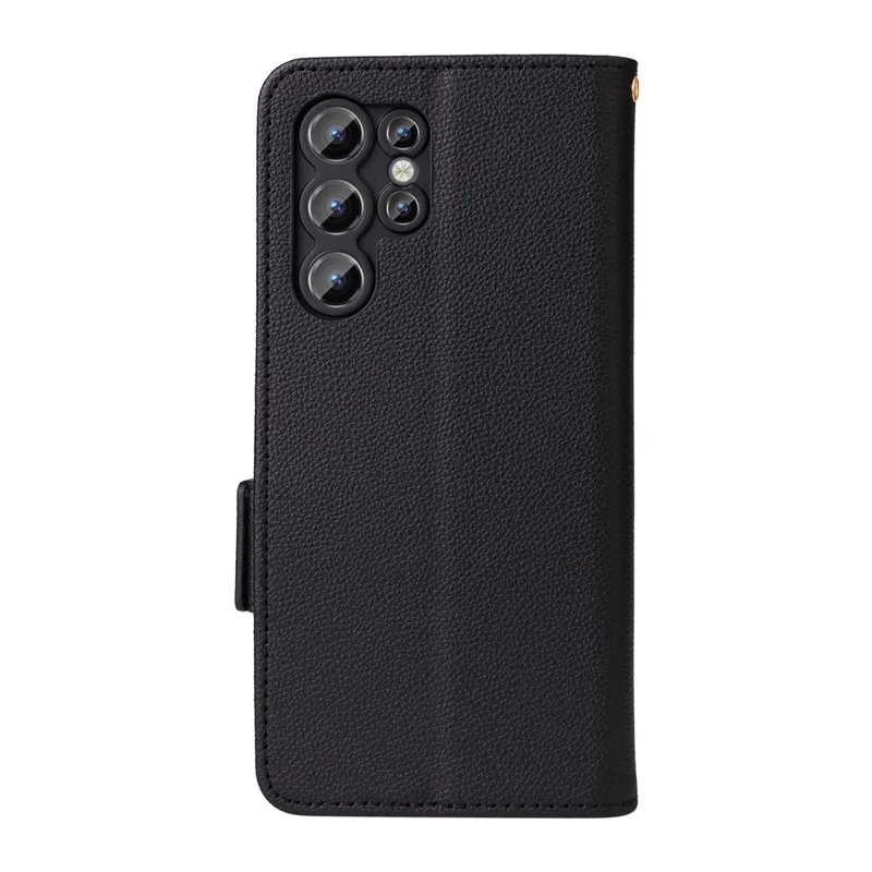 For Oukitel C1 / C1 Pro Case with Wrist Strap Litchi Texture PU Leather Wallet Phone Cover - Black