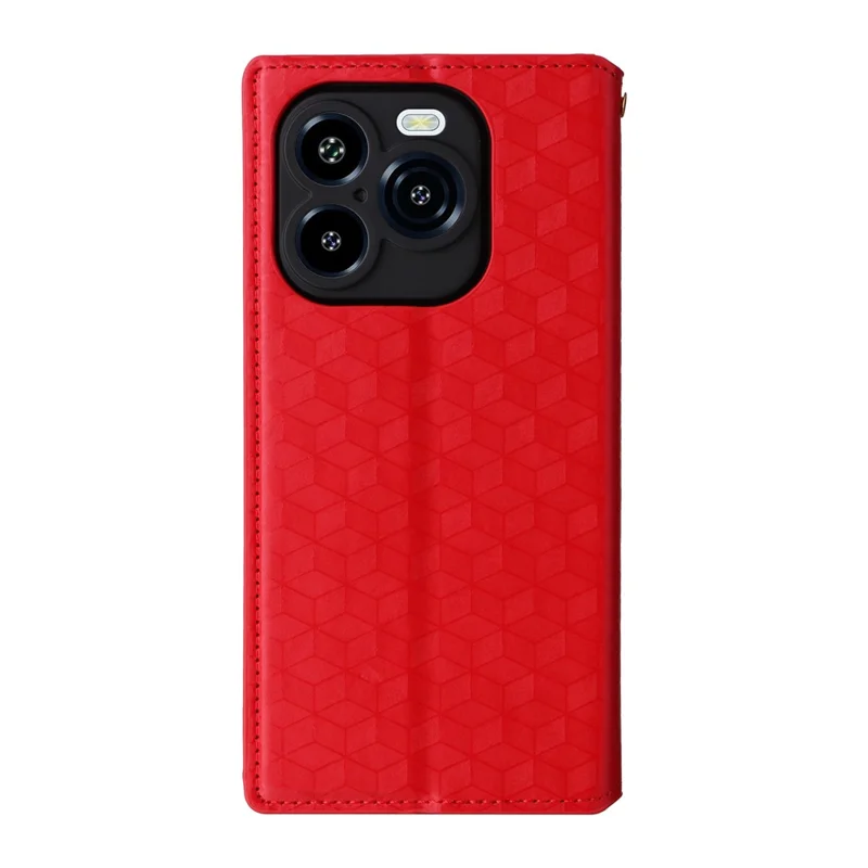Cover a portafoglio per Oukitel C65 / C65 Pro con motivo a rombi in pelle - Rosso
