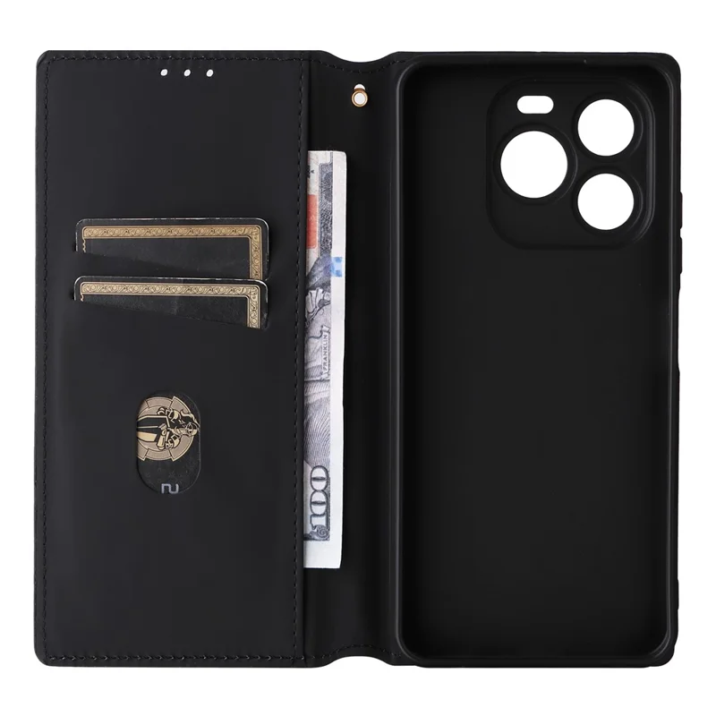 Cover a portafoglio per Oukitel C65 / C65 Pro con motivo a rombi in pelle - Rosso