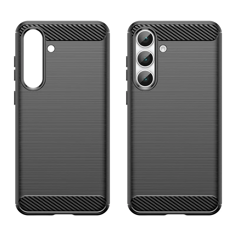 Pour Samsung Galaxy S25 FE Étui Coque de Protection Téléphone Texture Fibre de Carbone Brossée - Noir